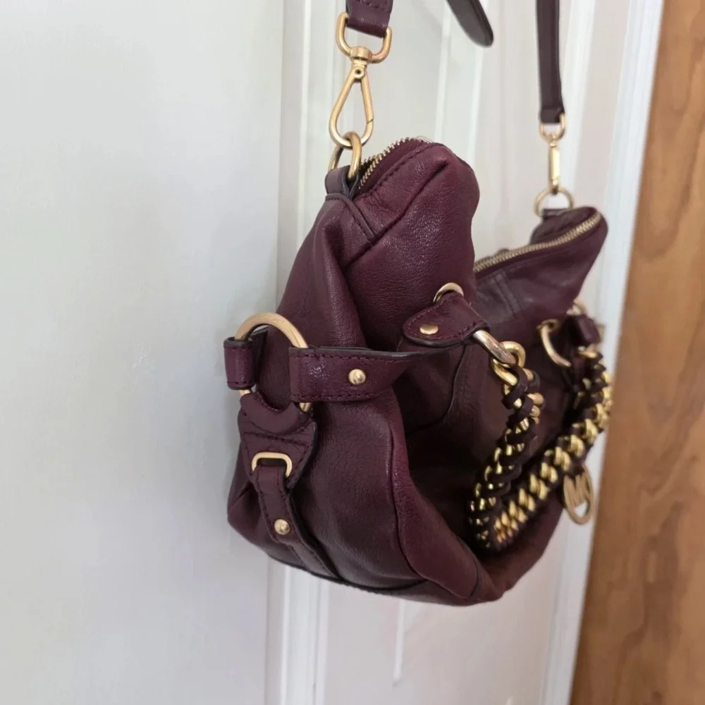 Michael Kors Burgundy Leather Shoulder Bag